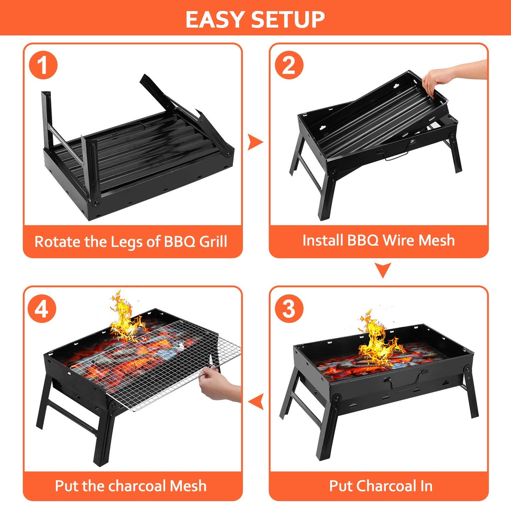 1Pc Portable BBQ Grill Foldable Charcoal Grill Lightweight Smoker
