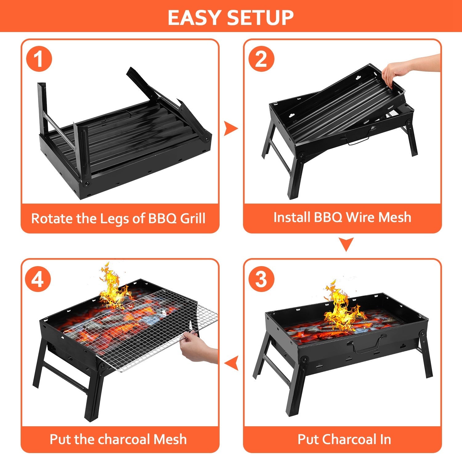 1Pc Portable BBQ Grill Foldable Charcoal Grill Lightweight Smoker