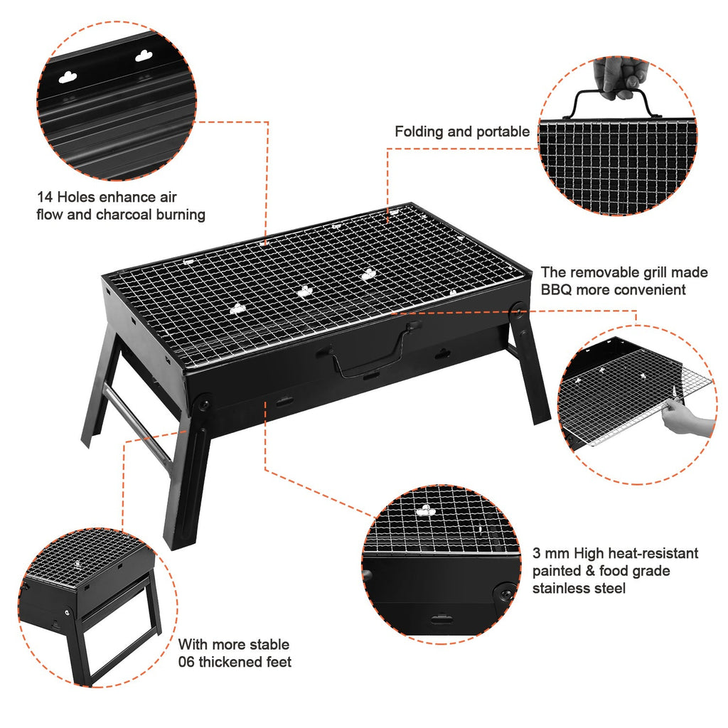 1Pc Portable BBQ Grill Foldable Charcoal Grill Lightweight Smoker