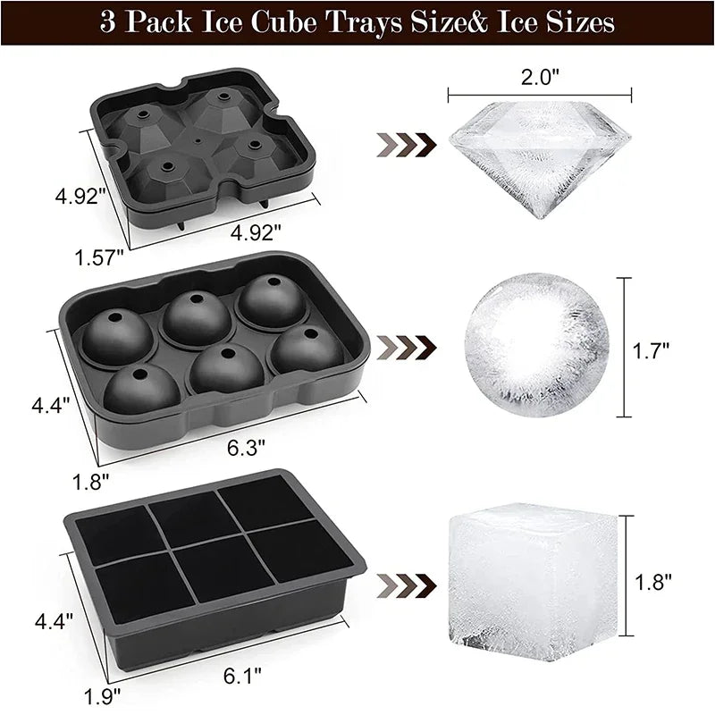 Large Ice Cube Trays Silicone Ice Cube Molds for Freezer with Lid
