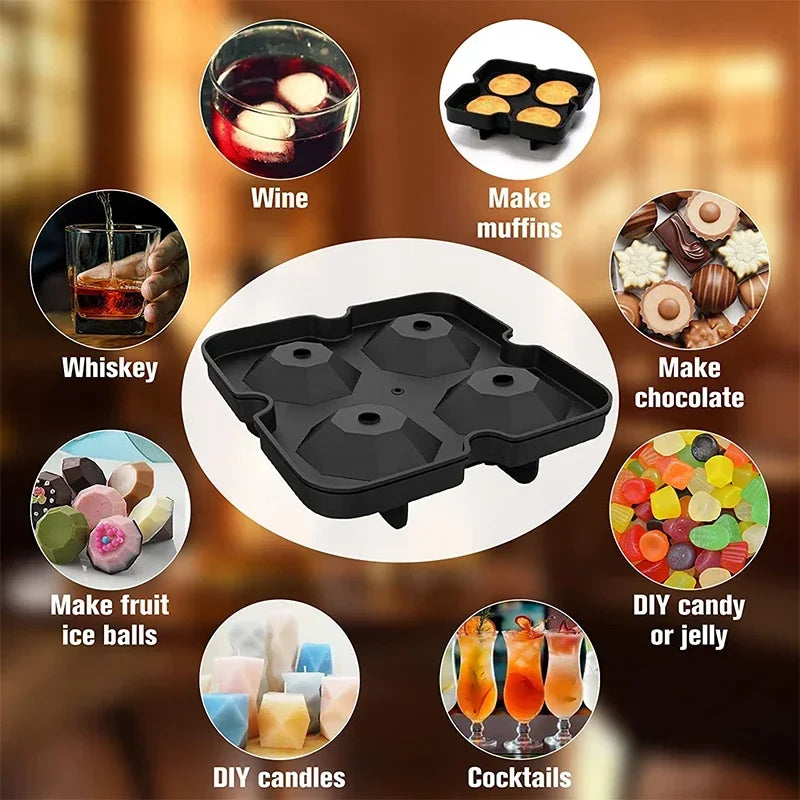 Large Ice Cube Trays Silicone Ice Cube Molds for Freezer with Lid