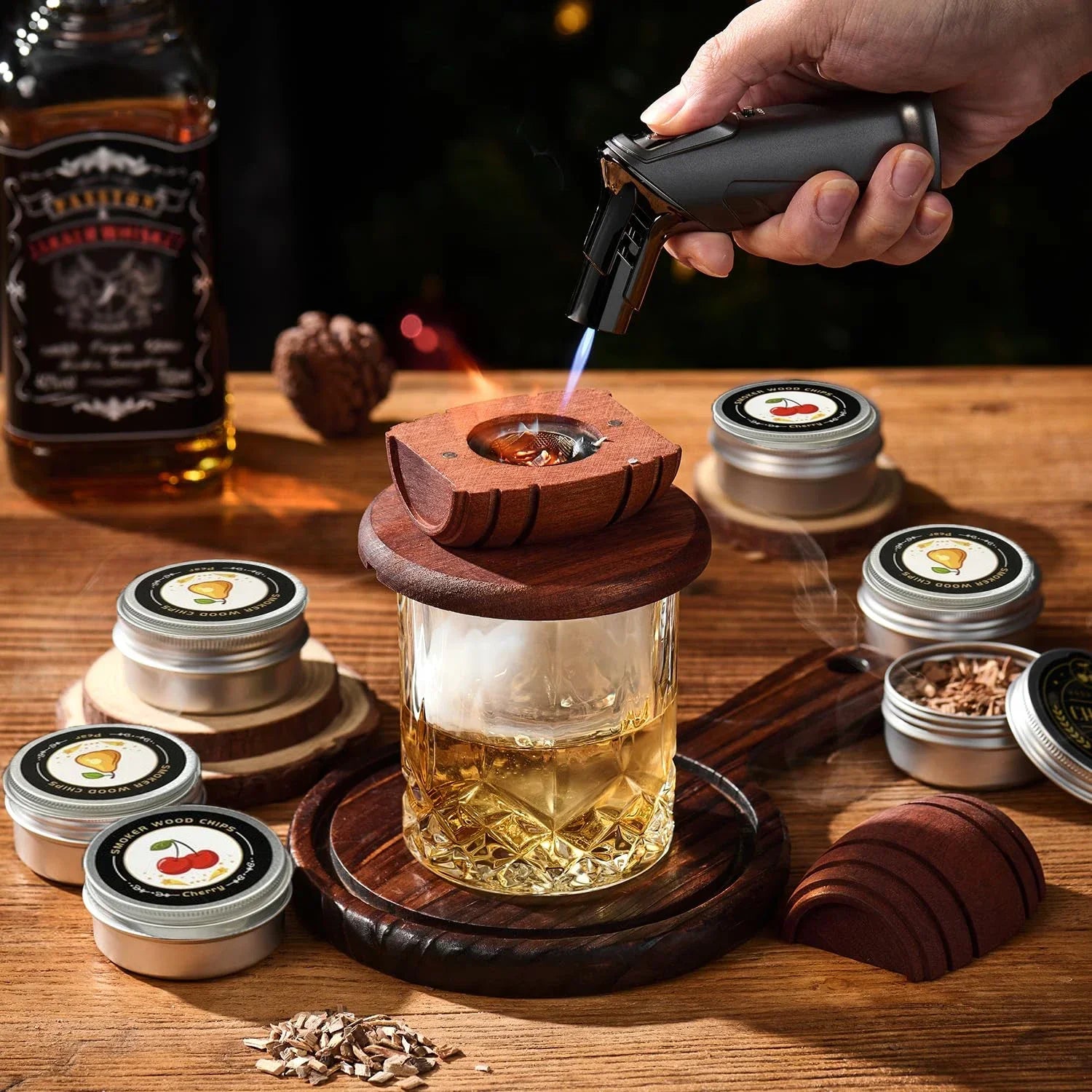 Whiskey Smoker Kit with Wood Chips-6 Flavors Old Fashioned Drink