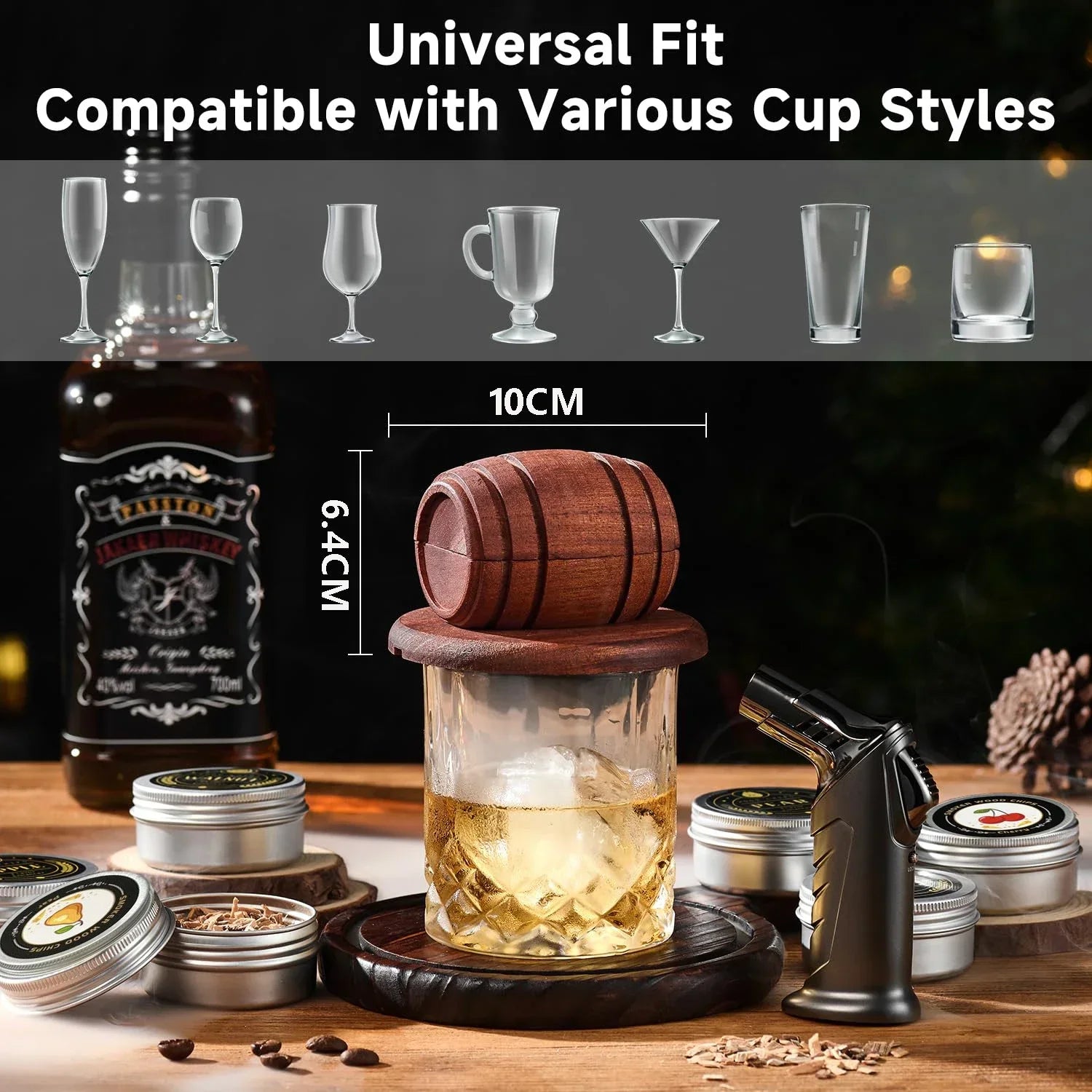 Whiskey Smoker Kit with Wood Chips-6 Flavors Old Fashioned Drink