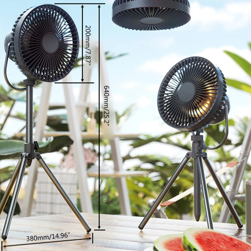 Outdoor Cooling Fan 4000mAh Rechargeable Standing Fans with Adjustable
