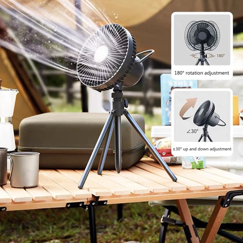 Outdoor Cooling Fan 4000mAh Rechargeable Standing Fans with Adjustable
