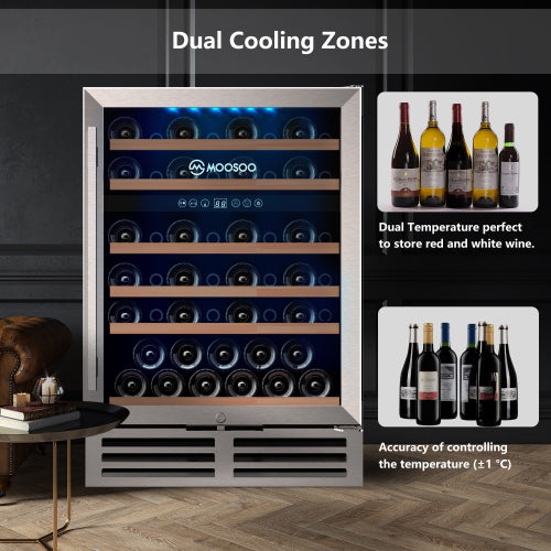 24-Inch Dual Zone Wine & Beverage Cooler Refrigerator, Built-In or Freestanding