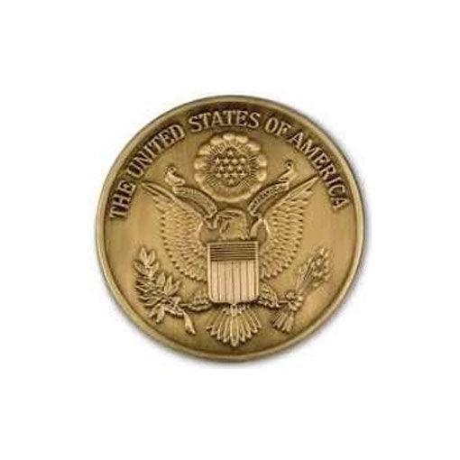 Great Seal antique brass medallion, 2.5 inch solid brass — veteran dad retirement gift