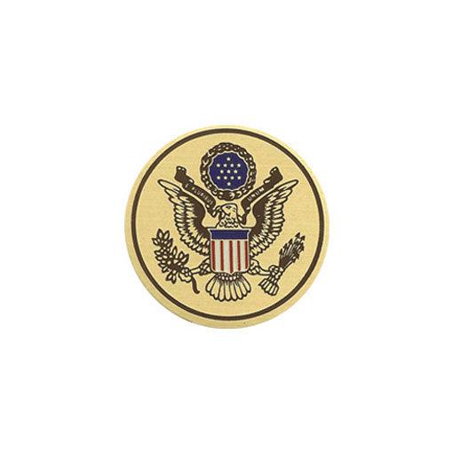 Great Seal of the United States color medallion in brass with enamel finish — veteran dad gift