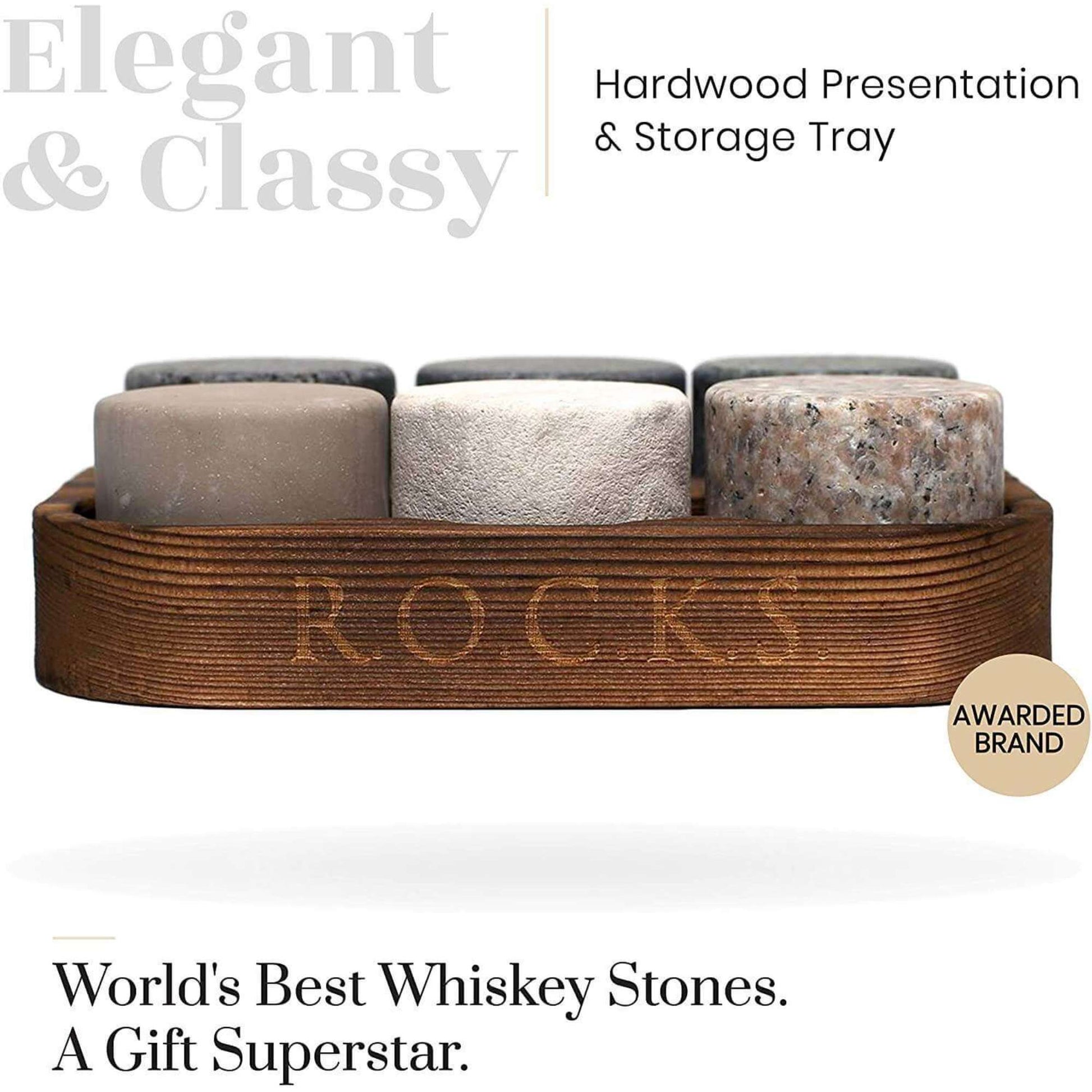 Close up of polished granite whiskey stones — Father's Day gift for dad